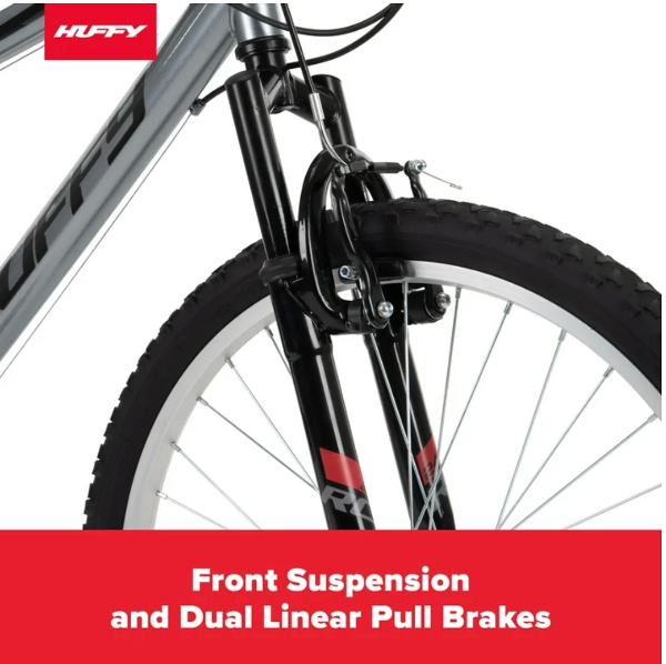 Bicicleta de Montaña Rock Creek, Huffy  Ruedas de 24", Mayores de 13 Años, 18 Velocidades, Gris - Imagen 3